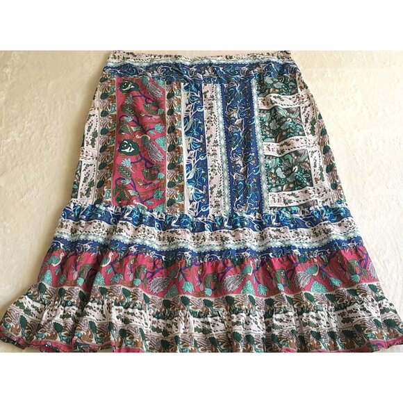 Womens Boho Hippie Festival Gypsy Colorful Ruffle Hem Cotton Size 20 Maxi Skirt - Picture 1 of 10